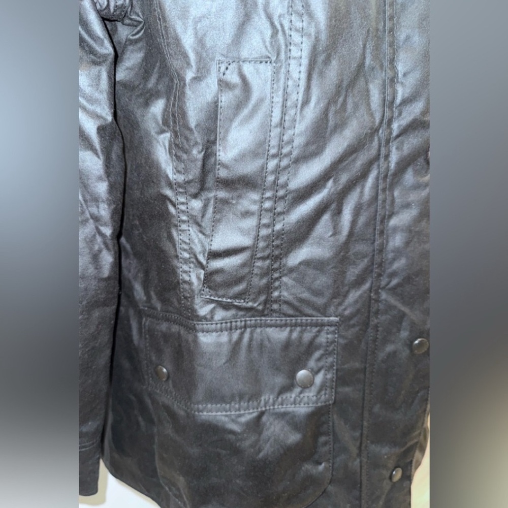 Barbour Beadnell Waxed Cotton Black Jacket 8US - Picture 2 of 7
